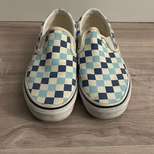 Vans Blue and White Classic Slip-On Sneakers